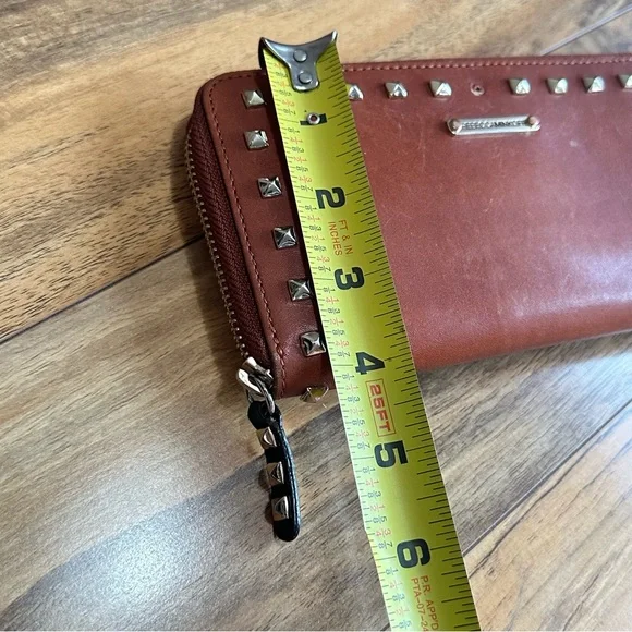 Rebecca Minkoff Brown Leather Wallet, Zippered, Studded, FLAWED - Picture 6 of 8
